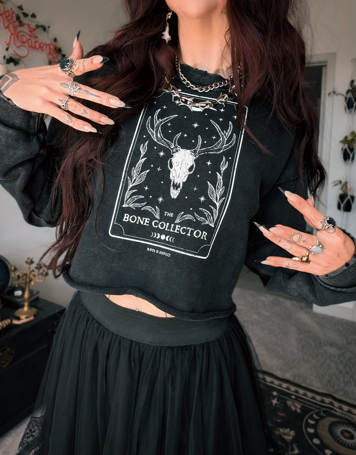 Bone Collector Deer Skull Cropped Sweatshirt