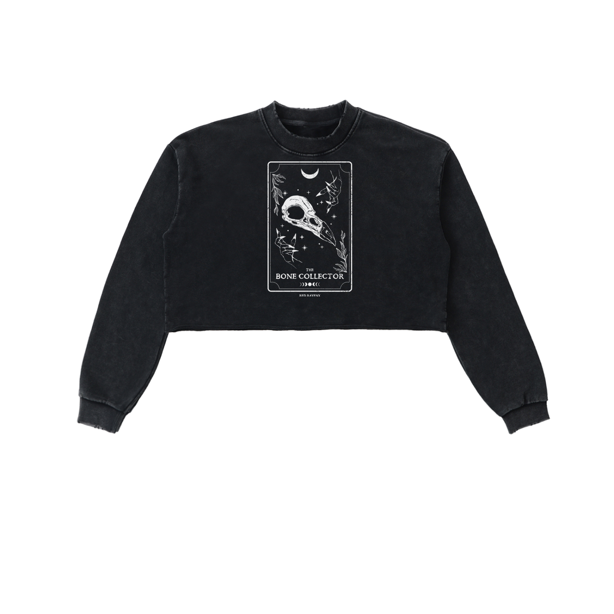 Bone Collector Raven Skull Cropped Sweatshirt